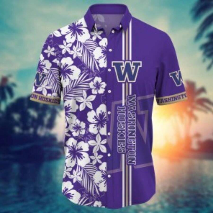 Washington Huskies  Flower Hawaii Shirt For Fans Ver 21 - Nhiều màu - Xem 1