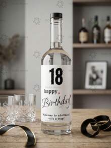 2pcs 18th Birthday Wine Bottle Stickers, Classic "Milestone" Humorous Theme Labels, Suitable For Birthday Parties And Celebrations, Birthday Gift Decoration, Wine Bottle Decoration Labels, Home Decor, Gifts For Friends And Family - 18 Years Old - View 2