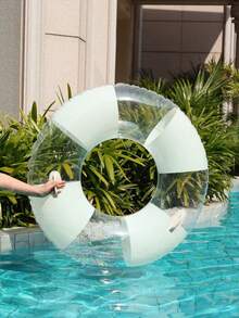 Inflatable Pool Float Set, Clear Glitter White Swim Ring & Mesh Lounger For Summer Pool Party - Multicolor - View 10