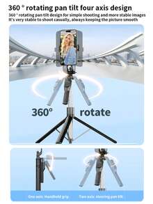 193cm/75.9in Smartphone Selfie Stick Tripod, Extendable Travel Tripod With Stable Handle, 360° Rotating Phone Holder, Bluetooth Wireless Remote, Compatible With Smartphone/Android/IOS Pro MAX, Suitable For Travel, Vlog, Video Recording, Photography - View 6