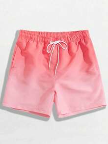 Plus Size Men's Ombre Digital Print Beach Shorts, Casual-Holiday Loose Fit Summer Workout Running Shorts - Pink - View 7
