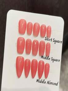 10PCS Square/Almond Handmade Press On Nails For Party And Daily Wear,Naked And Tender Powder Is Moist And Clear,Easy To Wear 10pcs Y2K Handmade Press On Nails,Suitable For Girls And Women Festivals Parties And Music Festival And Daily Wear,Valentine's Day Mother's Day Gift. - Coral Pink - View 14
