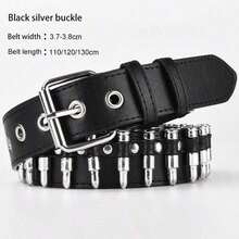 1pc Fashion Rivet Versatile Punk Style New Women's Belt, Casual Pants Belt, Suitable For Plus Size 110~130cm, Suitable For Holidays, Parties, Halloween - Black - View 10