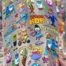 SpongeBob SquarePants 1pc Ugly Fish Cartoon Nail Art Sticker, DIY Self-Adhesive Creative Decorative Sticker - Multicolor - View 7