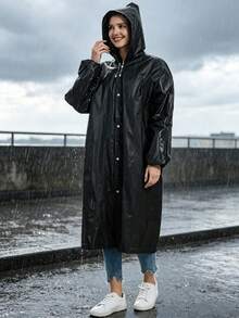 1 pieza Poncho de lluvia unisex duradero - Diseño con capucha de cobertura completa, capucha ajustable con cordón, talla única, adecuado para ciclismo, senderismo, pesca, camping - Equipo para exteriores premium, estilo de cobertura completa, hecho de material EVA - Unisexo - Ver 10