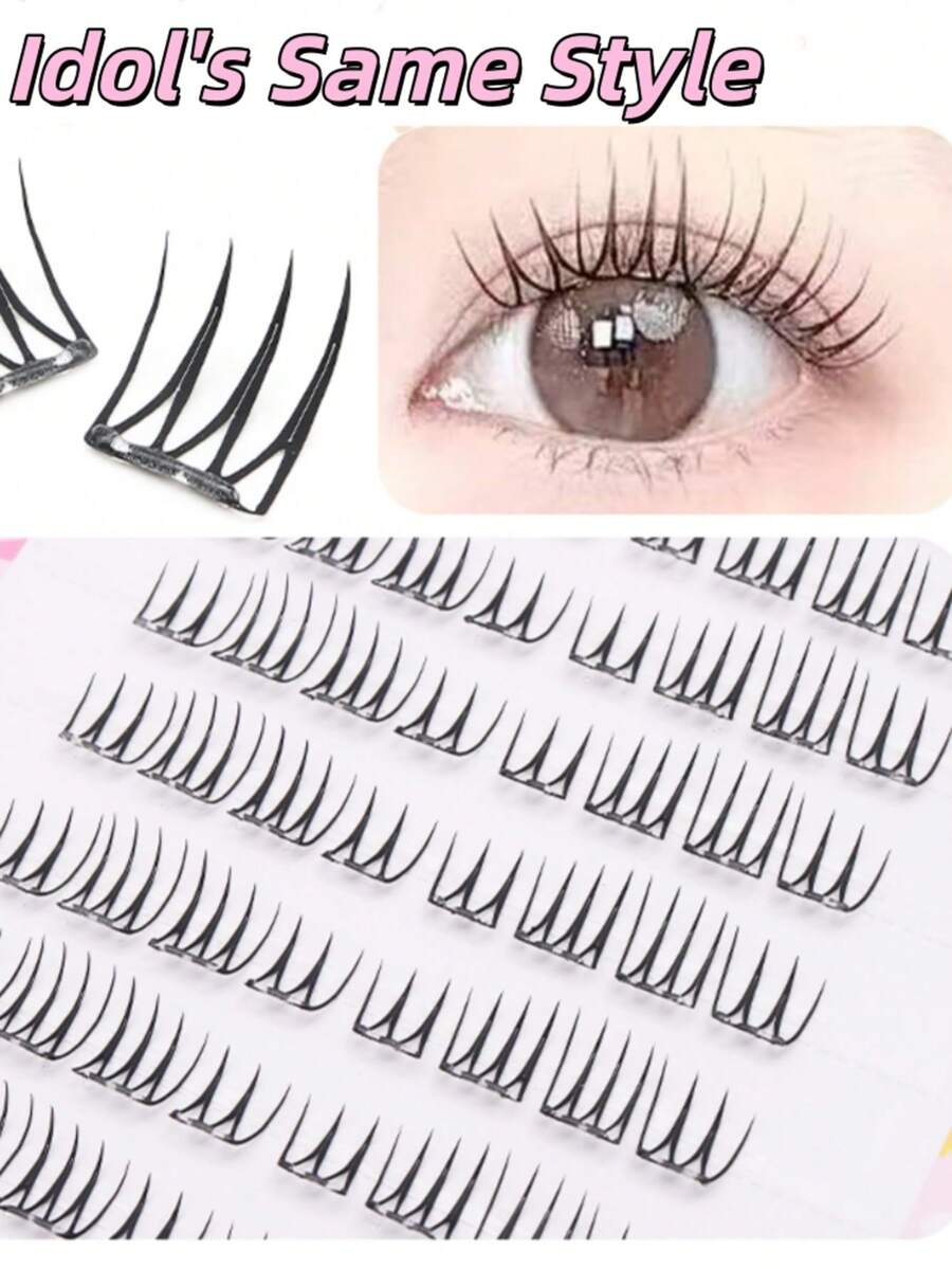 No Glue Needed, 80 Clusters Cartoon Style DIY Eyelash Extension, Korean Style Eyelashes