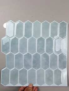 WalDecoo 1/10片装 DIY 六边形马赛克墙贴，防水自粘防溅瓷砖，适用于厨房浴室家居装饰，多种颜色可选 - 霧藍蜂巢 - 查看 9