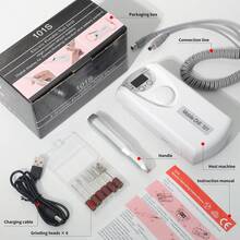 LIMEGIRL 專業 35,000 RPM 充電式電動指甲磨機，便攜式無線指甲锉附 LCD 顯示螢幕，含 6 個指甲磨頭，專業美甲與足部修護拋光工具，適用於居家與美髮沙龍 - 彩色 - 查看 7
