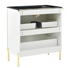 Bathroom Vanity Unit With Ceramic Sink, Single Vanity With MDF Drawers, Freestanding Bathroom Organizer With Sink, Green - Green - View 9
