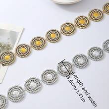1 yarda Cadena de cuentas de línea de telaraña de acrílico de 3,5 cm Decoración del hogar, boda, fiesta, ropa, accesorio DIY, material de vestido con borde de costura - Multicolor - Ver 3