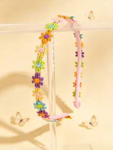 1/2/3件裝花卉與蝴蝶刺繡髮箍 柔軟緞面舒適髮箍 適合派對與日常髮飾 - 彩色 - 查看 12
