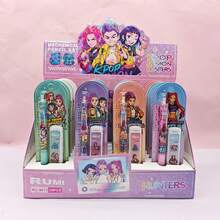 Bộ 4 bút chì bấm 0.5mm chủ đề nhóm nhạc nữ K-POP, hộp trưng bày, bút chì rút kèm hộp bảo vệ và ruột chì thay thế, viết trơn tru, dụng cụ học tập cho học sinh và thanh thiếu niên. - Nhiều màu - Xem 1