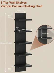 1pc Floating Storage Shelf Wall Rack, Decorative Organizer Rack For Books, Magazines, Toys, Figurines, Bohemian Nordic Ins Style Wall Mounted Rack For Bedroom, Living Room, Dining Room, Kitchen, Office, Small Plant Shelf - Black and White - View 2