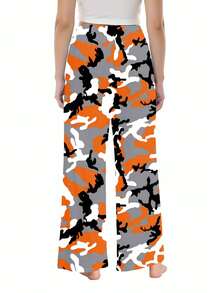 Women Straight Leg Wide Leg Pants Orange Gray Black White Camouflage Print Casual Sporty Loose Fit Comfortable Sweatpants For Everyday Wear And Light Exercise 250g - 彩色 - 查看 3