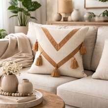 Cotton Macrame Cushion Cover - Caramel/Chocolate Color - 45cm X 45cm - Caramel 4 - View 7