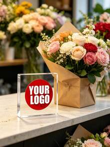 1pc Customizable Acrylic Desk Sign - Personalized Business Logo Or Photo, Office Decor, Ideal Gift For Colleagues And Loved Ones - Multicolor - View 5