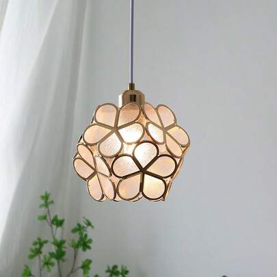 1pc Modern Electroplated Iron Lamp Shade, Beige Fabric, Replacement For Living Room, Dining Room, Bedroom Ceiling Light, No Power Or Battery Required