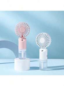 Mini Handheld Mist Fan, Portable Electric Fan, 2-Speed Adjustable, 500mAh Battery, Summer Desktop Fan, Humidifying Cooling, Suitable For Indoor Outdoor Camping, Student Rechargeable Fan, Back To School - Handheld - View 3