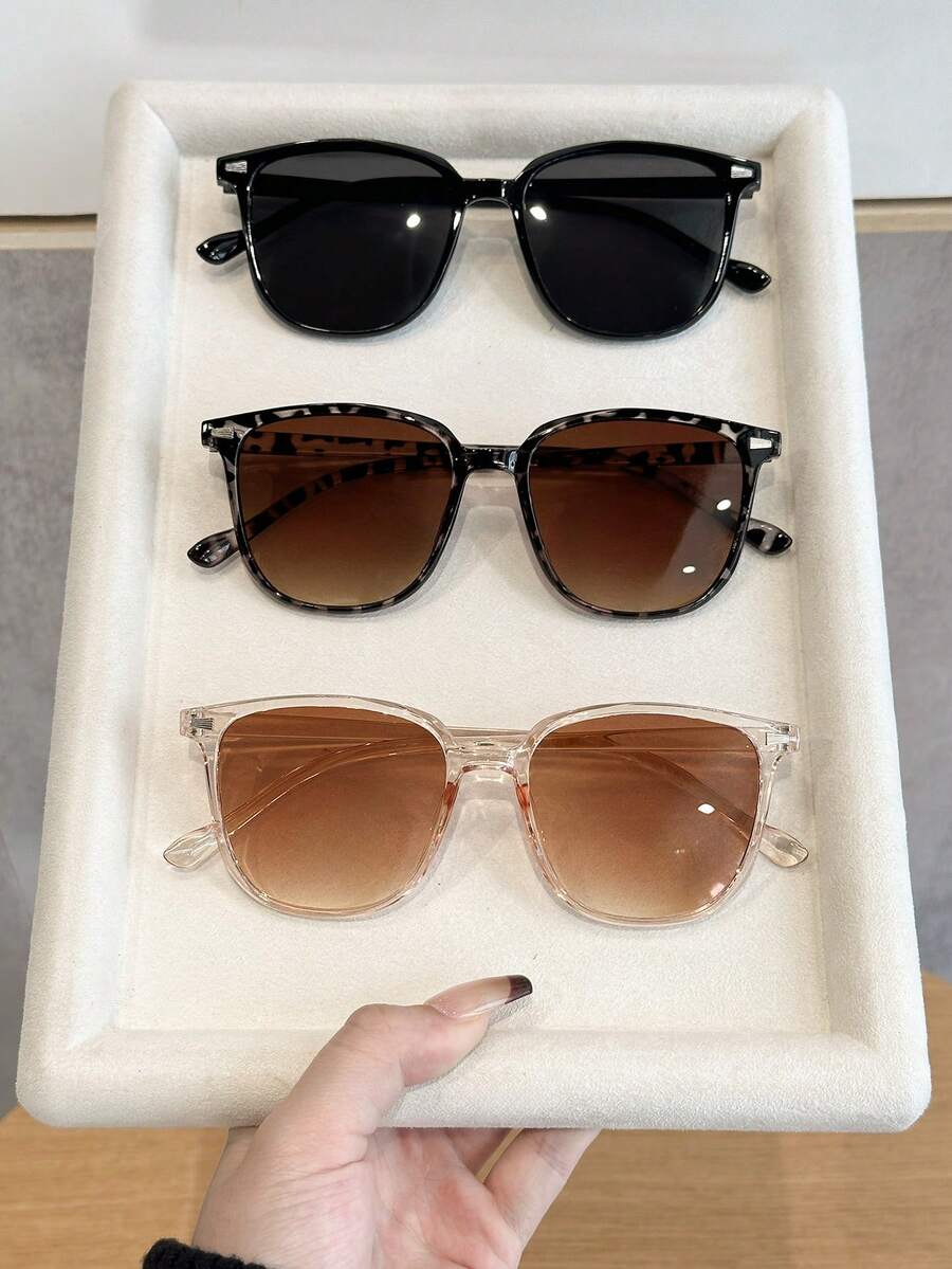 3 piezas Estilo Ins Personalizado Clásico Picante Gafas de Moda para Mujeres para Conducir Navegar Acampar Playa Accesorios Adecuados para Todas las Formas de Cara - Multicolor - Ver 1