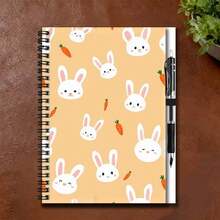 1 Set de Libreta Espiral con Patrón Lindo de Conejo y Zanahoria, 100 Páginas 50 Hojas, Escritura Suave. Adecuado para Registros de Trabajo, Notas de Estudio, Uso Diario Escolar. Ya sea como Regalo de Graduación, Cumpleaños o Diario Diario, Planificador, es una Excelente Opción, Exquisita y Práctica, También Adecuada como Regalo! - Modelo D + un bolígrafo - Ver 3