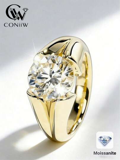 ConiiW Nhẫn đôi bằng bạc 925 đính đá Moissanite tròn 3 carat, kiểu dáng tối giản cổ điển, thích hợp đeo hàng ngày, hẹn hò, cưới hỏi, đính hôn, dự tiệc, cũng là món quà tuyệt vời cho Giáng sinh, Halloween, Lễ Tạ ơn, Ngày của Mẹ, Ngày của Cha, sinh nhật, kỷ niệm, tiệc năm mới. Đi kèm hộp quà.