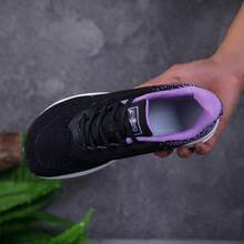 2026 Spring Wide Width Running Shoes With Air Cushion & Soft Sole, Breathable Knit Mesh Sneakers, All-Season Design, Perfect For Gym, Outdoor Activities, Travel And Daily Wear - 黑紫 - 查看 3
