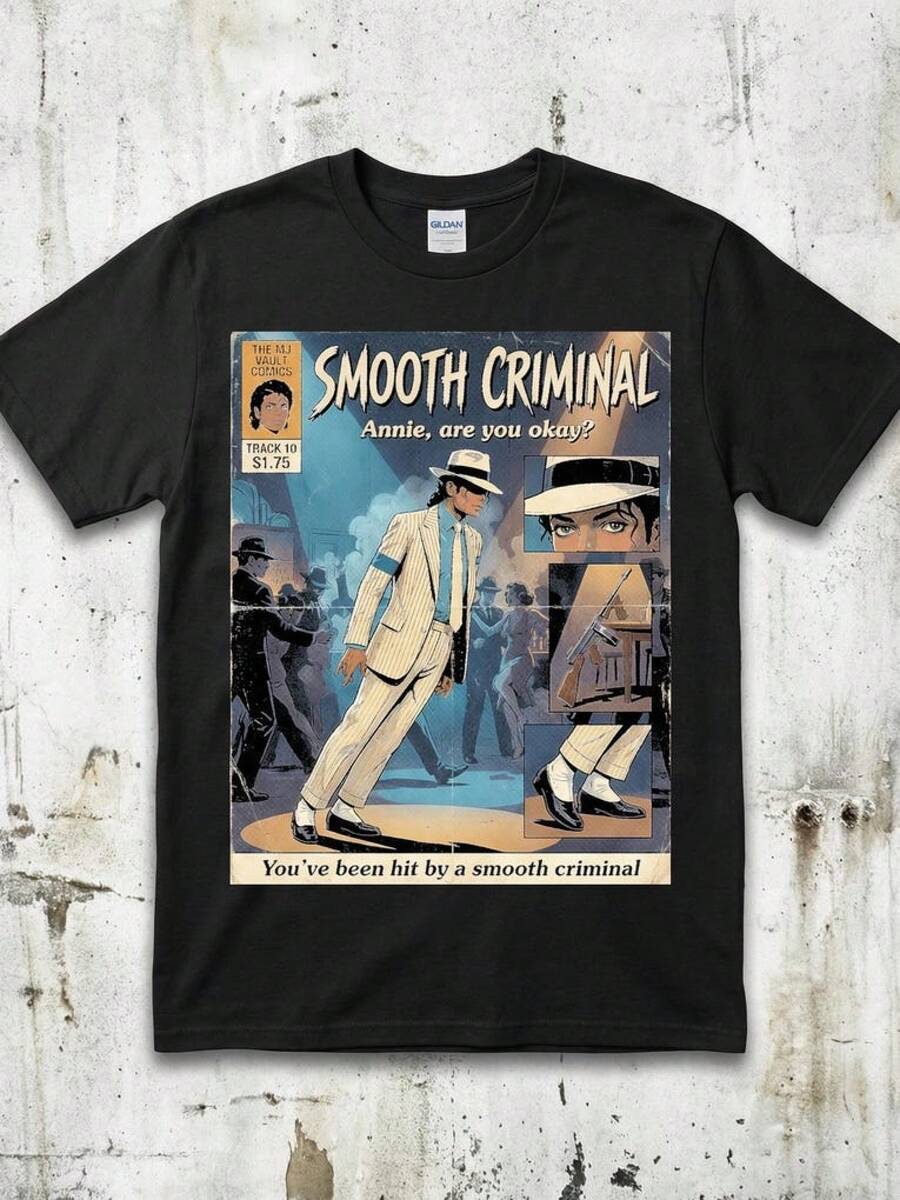 Smooth Criminal Shirt, Noir Comic Art Tee - Black - View 1
