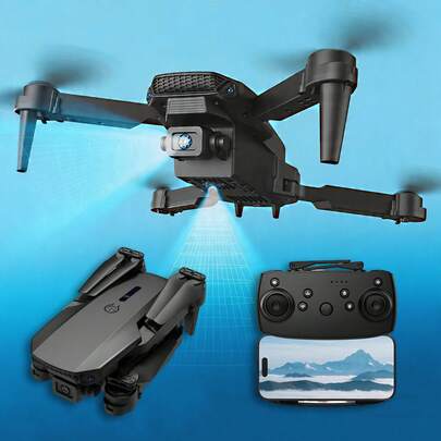 双摄像头四轴飞行器无人机，可折叠设计，带防撞框架，配备备用风扇叶片配件，定高悬停，360°翻滚，速度可调，一键起飞/降落，是圣诞节、万圣节、感恩节、节日、派对的理想礼物，适合初学者。
