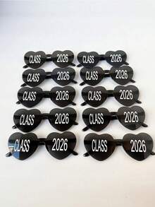 5件套2026毕业派对拍照道具，DIY“2026届”黑色心形眼镜；适合作为毕业派对礼物、舞会和拍照道具（标志性毕业年份设计） - 多色 - 查看 4