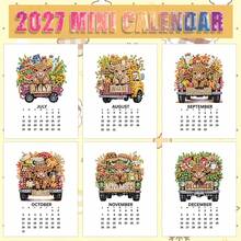 1 pièce Calendrier de bureau mensuel 2027 Vache des Highlands, peinture de diamant animale mignonne Série de motifs de vacances, calendrier de bureau, calendrier de bureau, décoration de bureau et de salle de séjour, décoration de vacances, cadeau pour petite amie, cadeau réfléchi, cadeau parfait, cadeau de nouvel an, cadeau de Noël, mini-calendrier de peinture de diamant - Ensembles - Voir 7