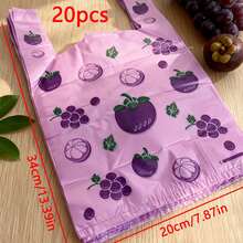 10/20/50pcs Purple Grape Pattern Vest Bag, Small Accessory Pouch, Gift Bag, Clothing Store Tote Bag, Cartoon Packaging Shopping Bag, Shopping Bag And Merchandise Bag - Purple - View 13