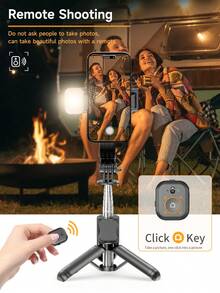 Mini Selfie Stick Tripod With Bluetooth Wireless Remote Control, 360° Rotation Phone Holder,Extendable Smartphone Ground Stand, Compatible With IPhone Android For Travel, Vlogging, Live Streaming, Video Recording ,Photo Shooting - 查看 5