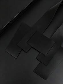 1pc Retro Oversized Square Patchwork Double-Layer PU Leather Detachable Collar Necklace, Fashion Statement Necklace For Women - Black - View 5