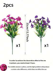 6/4/2pcs 13.77 Inch Artificial Flowering Plants, Simulated Morning Glory, 7 Trumpet Flowers, Suitable For Indoor And Outdoor Spring And Summer Decor, Silk Daisy And Eucalyptus, Applicable For Indoor And Outdoor Decor, Planters, Porch, Yard, Garden, Wedding And Home Decoration - Multicolor - View 2