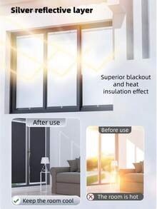 1pc Portable Blackout Roller Blinds With Suction Cups, Sun Shading, Heat Insulation, Privacy Protection, No Installation Required, Suitable For Home, Bedroom, Office, Bathroom, Storage Room, And Car Sun Visor - Sunshade Curtain - View 5