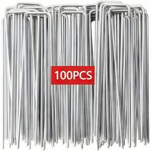 100个（100个U型帐篷地钉和100个垫圈）锌合金帐篷地钉 - U型地钉带垫圈，适用于户外帐篷、园艺布、景观布、屏障、镀锌钢帐篷钉 - 多款式 - 查看 12