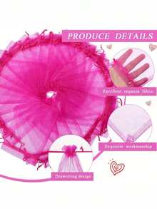 50/100 piezas Bolsas de organza rosa fucsia al por mayor con paneles de malla transparente y cierre de cordón - Ventana 10.16x15.24 cm Pequeños recuerdos de boda, fiesta de cumpleaños, bolsas de regalo para joyas, dulces (Bolsitas de cordón rosa) - Ver 6