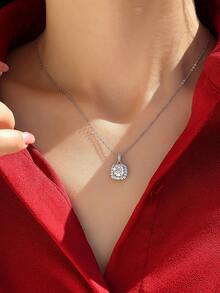 Mặt dây chuyền bạc S925 đính đá Moissanite lấp lánh 2 carat, thích hợp làm quà tặng cho kỳ nghỉ, đám cưới, lễ tốt nghiệp, tiệc tùng. - Bạc - Xem 2