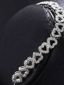 Pulsera zirconia cúbica con adorno de corazón - Plateado - Ver 3