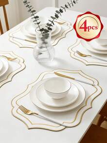 1-12pcs Embroidered Fabric Placemats, Easy To Clean, Wipe-Able, Non-Slip, Dining Table Mats, Holiday Wedding Party Decor, Suitable For Home, Restaurant, Dining Room Decoration, Home Goods - Multicolor - View 10