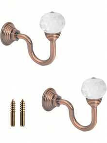 2pcs Crystal Alloy Curtain Wall Hooks With Screws, Multiple Color Options Gifts Birthday Graduation - Gold - View 16