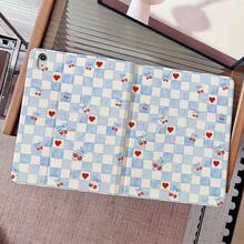 1个蓝白棋盘格樱桃爱心平板电脑保护套，带笔槽，多角度磁吸支架，支持自动休眠/唤醒功能，兼容iPad Pro/Air、三星、小米、OPPO、华为MatePad、vivo、荣耀、联想小新平板电脑。 - 彩色 - 查看 2