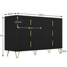 Elegant Sideboard With A Modern Design, Featuring Drawers, Ample Storage Space, And Gold Handles. - 黑色 - 查看 8