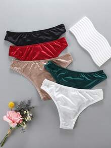 5-Color Sexy Lace Trim Low-Rise Triangle Panties For Women, Summer Pure And Delicate Comfortable Breathable Hollow-Out Women's Underwear - 彩色 - 查看 2