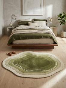 1pc Washable Modern Green Organic Ombre Style Faux Wool Rug, Decorative Carpet, Bedroom Decor, Small Rug, Carpet, Home Decor, Living Room Rug, Living Room Small Rug, Bedroom Rug, Living Room Home Decor, Outdoor Rug, Washable Rug, Very Cute, Machine Washable, Foldable, Easy To Clean Durable, Personalized Home, Fashionable Home Decor - Multicolor - View 2