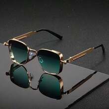 1 pieza Gafas de moda punk con marco grueso de unicolor y estilo retro, adecuadas para todas las estaciones - Multicolor - Ver 8