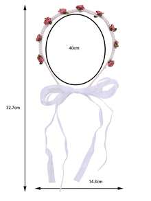1pc Girls' Fashionable Elegant Summer Casual Vacation Style Faux Pearl Fabric Flower Mesh Ribbon Headband, Suitable For Daily Wear - Multicolor - View 6