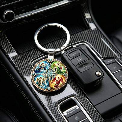 Móc khóa 4 thiên thần 2D phẳng - Gabriel, Michael, Raphael, Uriel | Phụ kiện trang trí chìa khóa xe thời trang, món quà hoàn hảo cho Ngày Valentine, Lễ Tạ ơn, Giáng sinh, Kỷ niệm và những người yêu thiên thần.