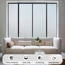 1 Roll Matte Privacy Window Film - Frosted Glass Heat Insulation Static Cling No Glue Sticker, Suitable For Bathroom, Home And Office - Pure Frosted - View 5