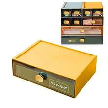 Organizador De Cajones De Escritorio Apilable De 13 X 9.1 X 3.3 Pulgadas Organizador De Papel De Escritorio Para Impresora Archivo De Papel Caja Organizadora De Cajones De Oficina Cajón De Almac - Amarillo - Ver 9